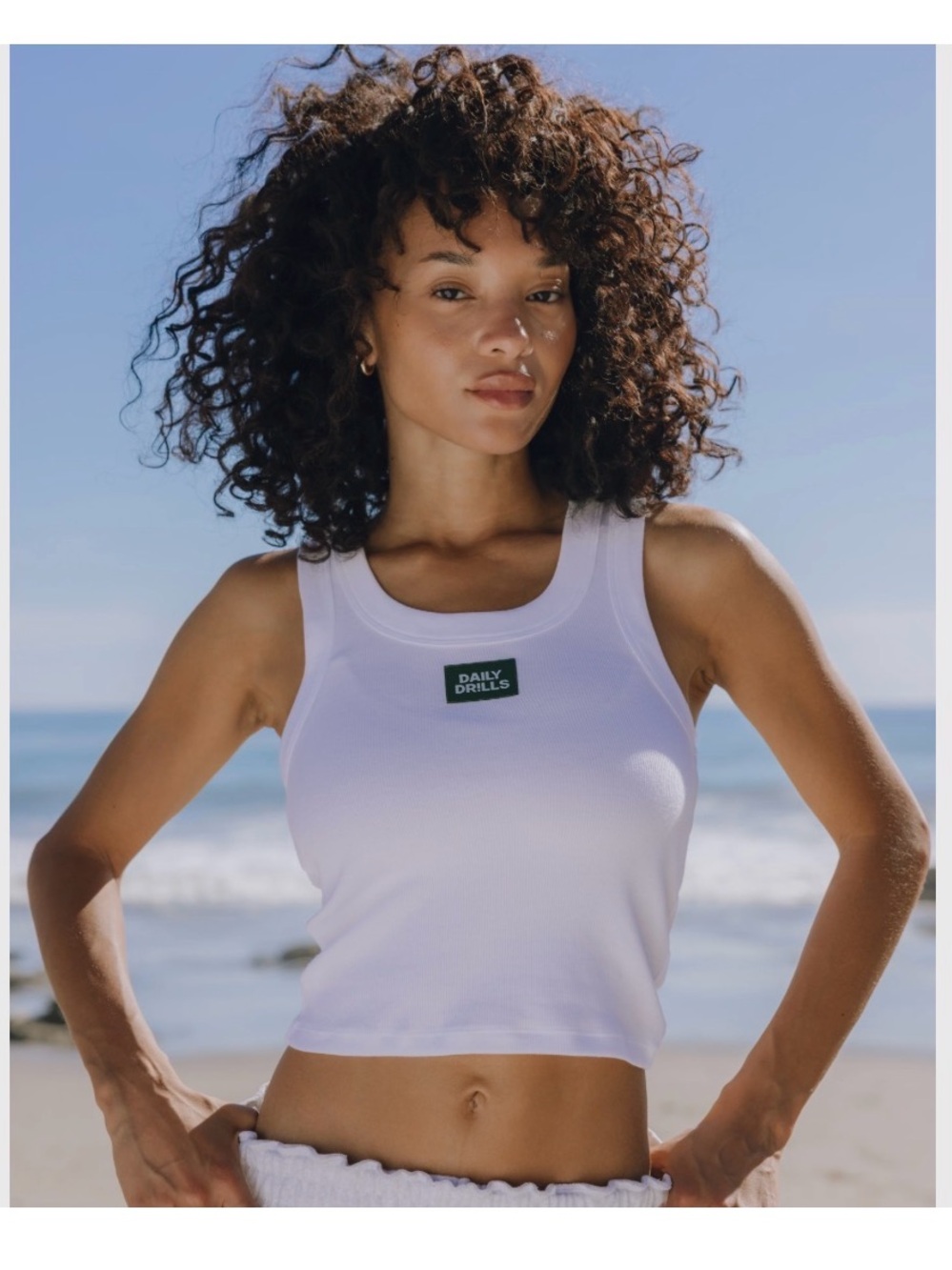 Daily Drills White Logo Ribbed Tank
